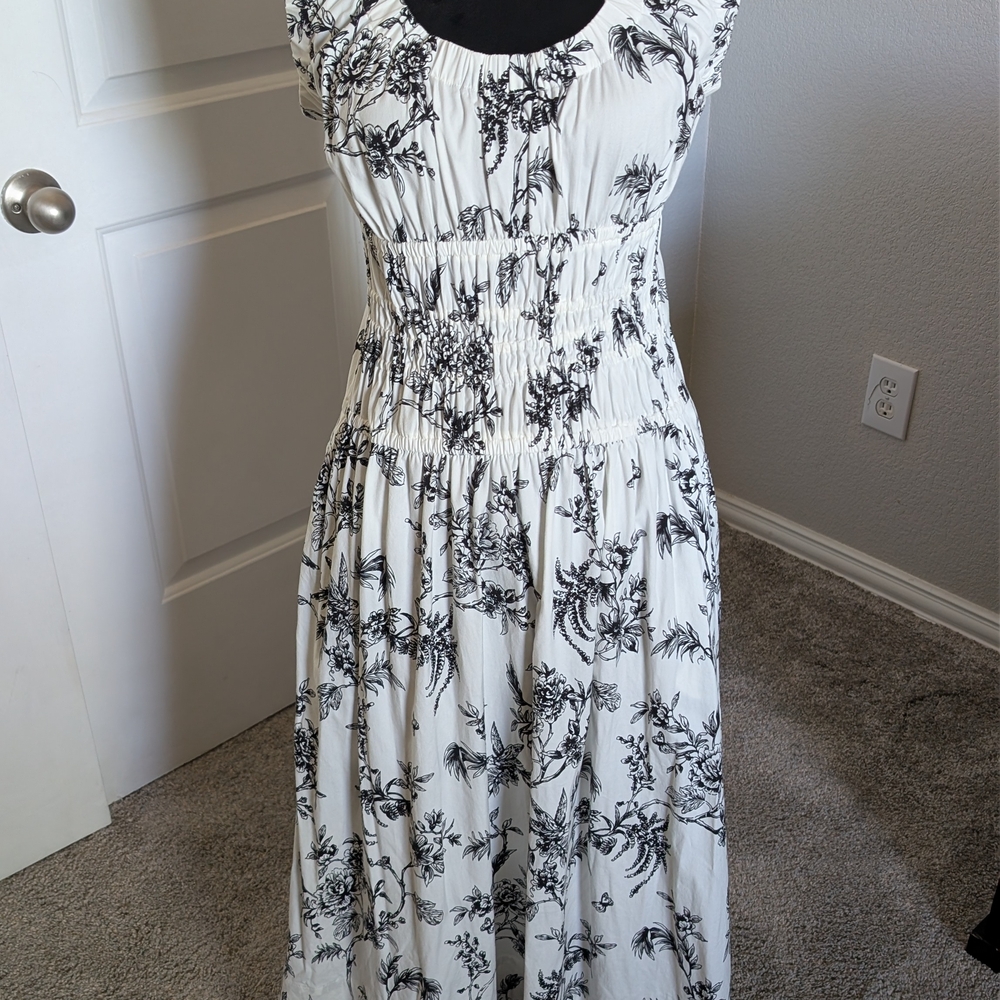 NWOT Black & White Floral Maxi Dress